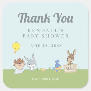 LOONEY TUNES™ Baby Shower Thank You Square Sticker
