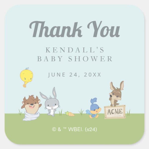 LOONEY_TUNES™_Baby_Shower_Thank_You_Square_Sticker_1 LOONEY TUNES™ Baby Shower Thank You Square Sticker