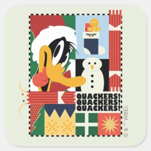 LOONEY TUNES™ DAFFY DUCK™ Holiday Quackers Square Sticker