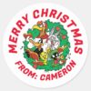 LOONEY_TUNES™_Group_Christmas_Wreath_Classic_Round_Sticker_1 LOONEY TUNES™ Group Christmas Wreath Classic Round Sticker