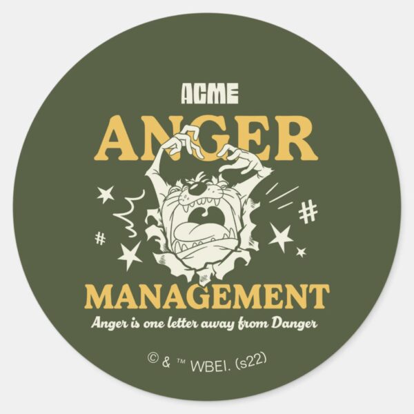 LOONEY TUNES™ TAZ™ ACME Anger Management Classic Round Sticker