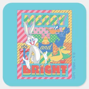 LOONEY_TUNES™___Merry_and_Bright_Christmas_Square_Sticker_1 LOONEY TUNES™ Merry And Bright Christmas Square Sticker