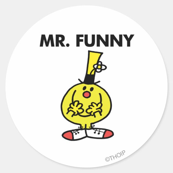 Laughing_Mr._Funny_With_Flower_Classic_Round_Sticker_1 Laughing Mr. Funny With Flower Classic Round Sticker
