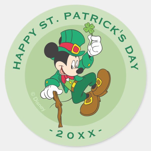 Leprechaun_Mickey_Mouse___St._Patrick's_Day_Classic_Round_Sticker_1 Leprechaun Mickey Mouse St. Patricks Day Classic Round Sticker