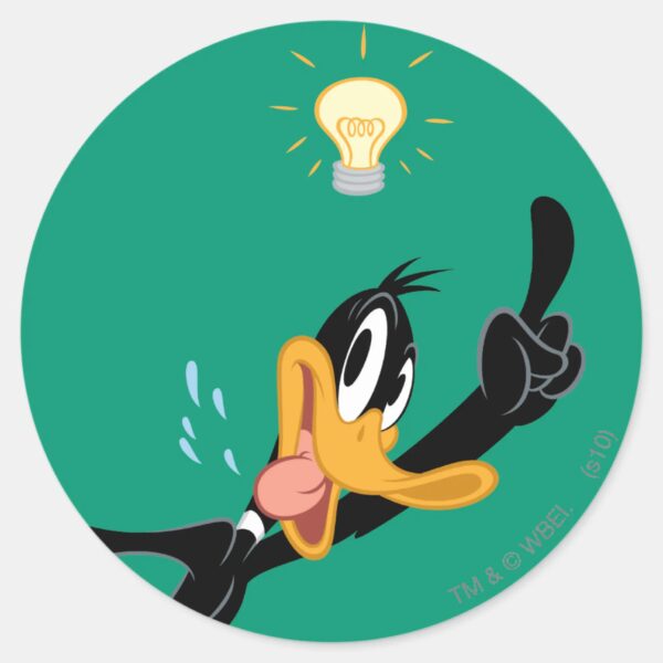 Lightbulb_over_DAFFY_DUCK™'s_Head_Classic_Round_Sticker_1 Lightbulb Over DAFFY DUCK™s Head Classic Round Sticker