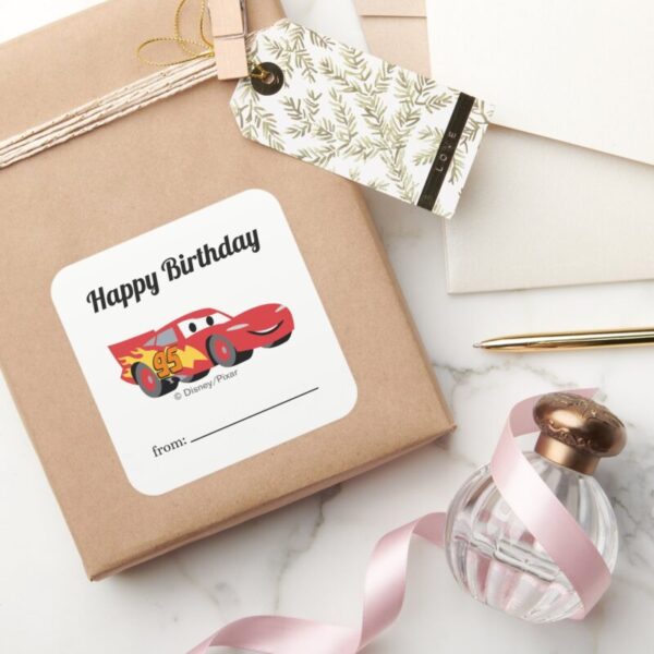 Lightning_McQueen___A_Gift_From_-_Birthday_Square_Sticker_6 Lightning McQueen A Gift From Birthday Square Sticker