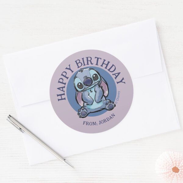 Lilo_&_Stich___Stitch_Sketch___Happy_Birthday_Classic_Round_Sticker_3 Lilo Stich Stitch Sketch Happy Birthday Classic Round Sticker