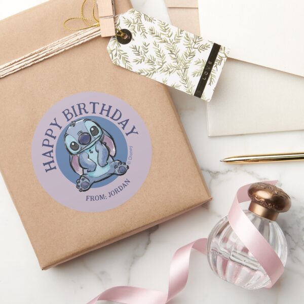 Lilo_&_Stich___Stitch_Sketch___Happy_Birthday_Classic_Round_Sticker_5 Lilo Stich Stitch Sketch Happy Birthday Classic Round Sticker