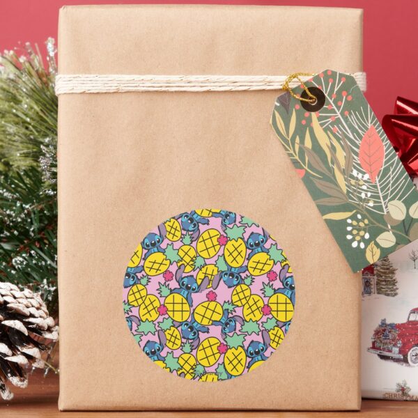 Lilo Stitch Pineapple Pattern Classic Round Sticker