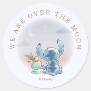 Lilo And Stitch Over The Moon Boy Baby Shower Classic Round Sticker