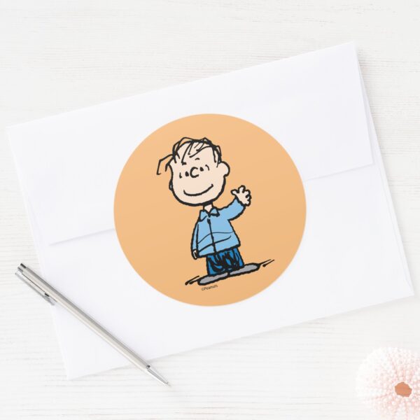 Linus_Waving_Classic_Round_Sticker_3 Linus Waving Classic Round Sticker