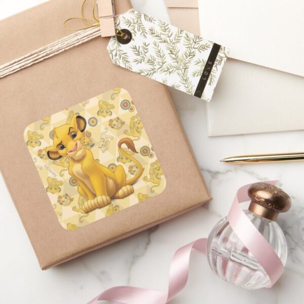 Lion_King___Simba_on_Triangle_Pattern_Square_Sticker_5 Lion King Simba On Triangle Pattern Square Sticker