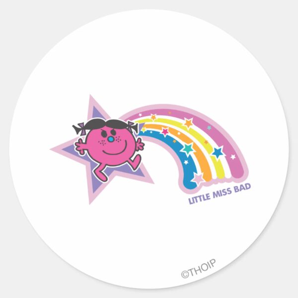 Little_Miss_Bad_&_Rainbow_Classic_Round_Sticker_1 Little Miss Bad Rainbow Classic Round Sticker
