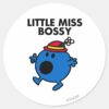 Little_Miss_Bossy___Black_Lettering_Classic_Round_Sticker_1 Little Miss Bossy Black Lettering Classic Round Sticker