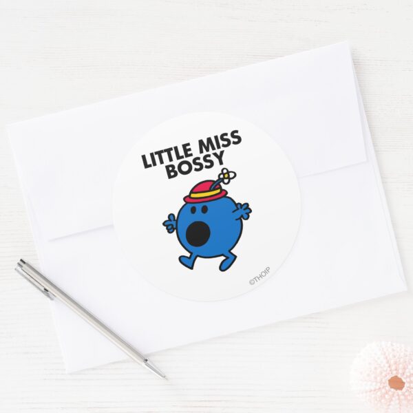Little_Miss_Bossy___Black_Lettering_Classic_Round_Sticker_3 Little Miss Bossy Black Lettering Classic Round Sticker