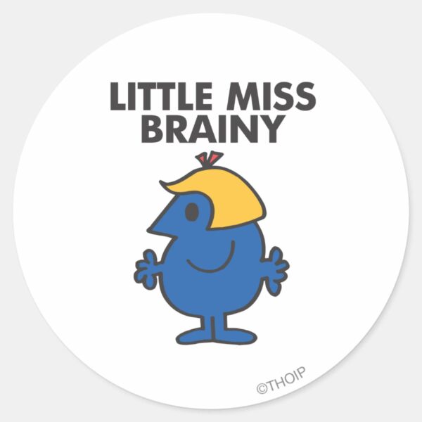 Little_Miss_Brainy_Standing_Still_Classic_Round_Sticker_1 Little Miss Brainy Standing Still Classic Round Sticker