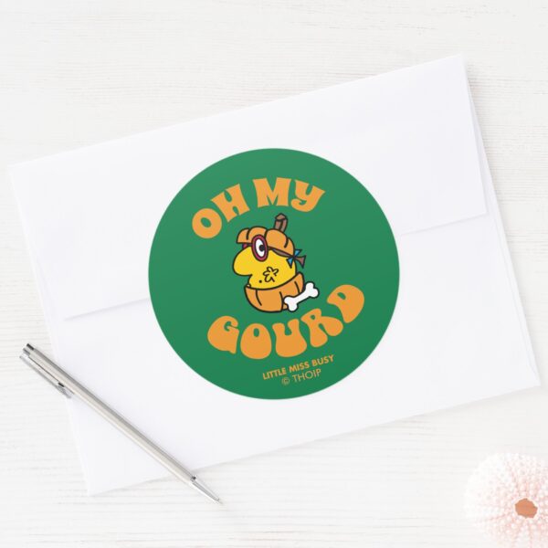 Little_Miss_Busy_Oh_My_Gourd_Halloween_Classic_Round_Sticker_3 Little Miss Busy Oh My Gourd Halloween Classic Round Sticker