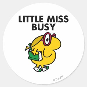 Little Miss Busy Reading Time Classic Round Sticker