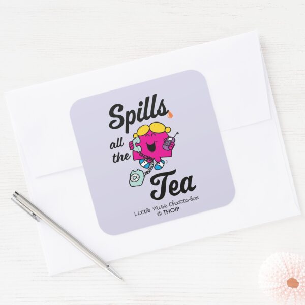 Little_Miss_Chatterbox_Spills_All_The_Tea_Square_Sticker_3 Little Miss Chatterbox Spills All The Tea Square Sticker