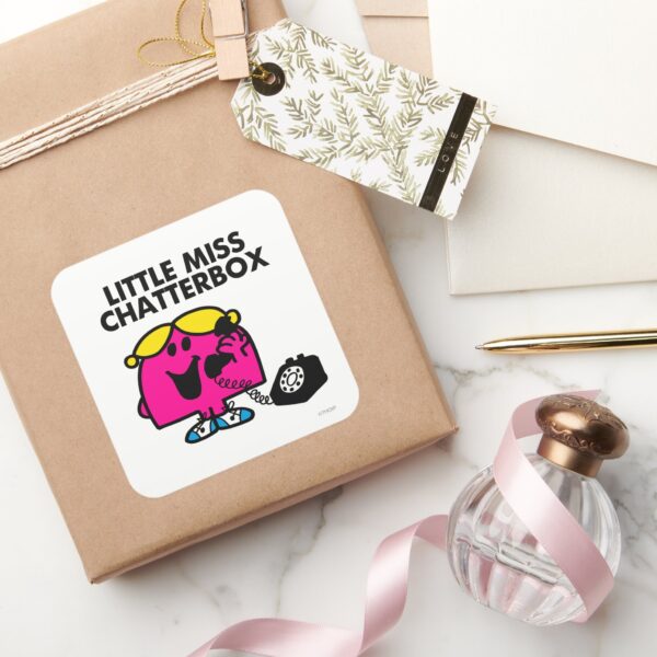 Little_Miss_Chatterbox_&_Black_Telephone_Square_Sticker_5 Little Miss Chatterbox Black Telephone Square Sticker