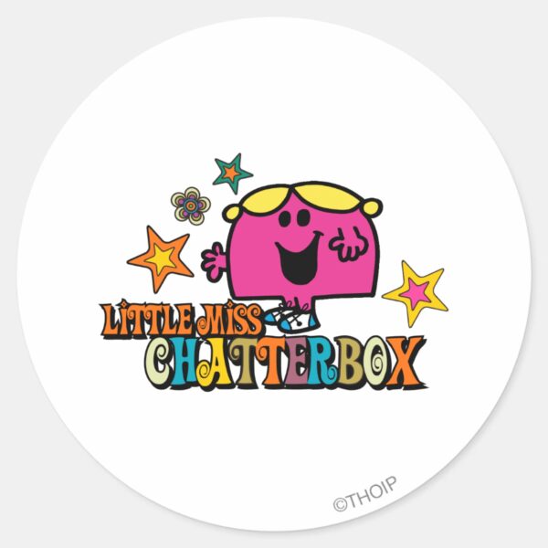 Little_Miss_Chatterbox_&_Colorful_Stars_Classic_Round_Sticker_1 Little Miss Chatterbox Colorful Stars Classic Round Sticker
