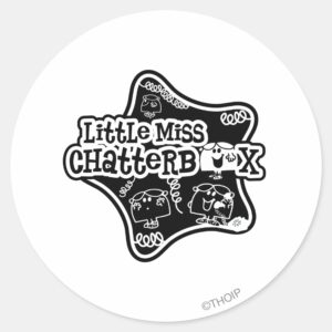 Little_Miss_Chatterbox___Black_&_White_Star_Classic_Round_Sticker_1 Little Miss Chatterbox Black White Star Classic Round Sticker