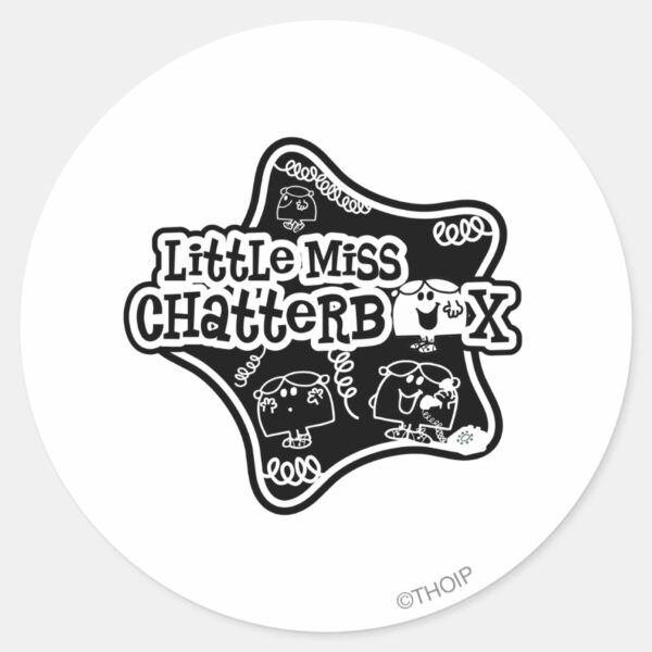 Little_Miss_Chatterbox___Black_&_White_Star_Classic_Round_Sticker_1 Little Miss Chatterbox Black White Star Classic Round Sticker