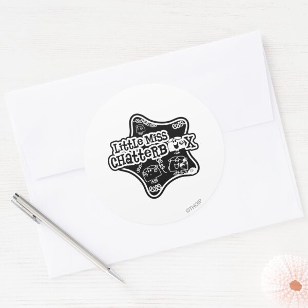 Little_Miss_Chatterbox___Black_&_White_Star_Classic_Round_Sticker_3 Little Miss Chatterbox Black White Star Classic Round Sticker