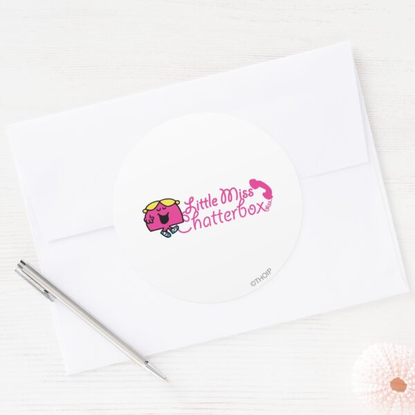 Little_Miss_Chatterbox___Telephone_Cord_Lettering_Classic_Round_Sticker_3 Little Miss Chatterbox Telephone Cord Lettering Classic Round Sticker