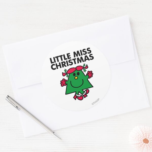 Little_Miss_Christmas_Smile_Classic_Round_Sticker_3 Little Miss Christmas Smile Classic Round Sticker
