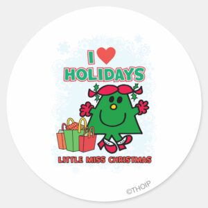 Little_Miss_Christmas___I_Love_Holidays_Classic_Round_Sticker_1 Little Miss Christmas I Love Holidays Classic Round Sticker
