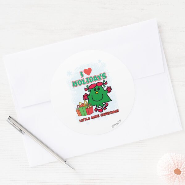 Little_Miss_Christmas___I_Love_Holidays_Classic_Round_Sticker_3 Little Miss Christmas I Love Holidays Classic Round Sticker