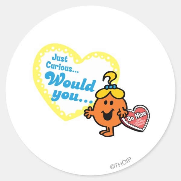 Little_Miss_Curious_Valentine's_Day_Wish_Classic_Round_Sticker_1 Little Miss Curious Valentines Day Wish Classic Round Sticker