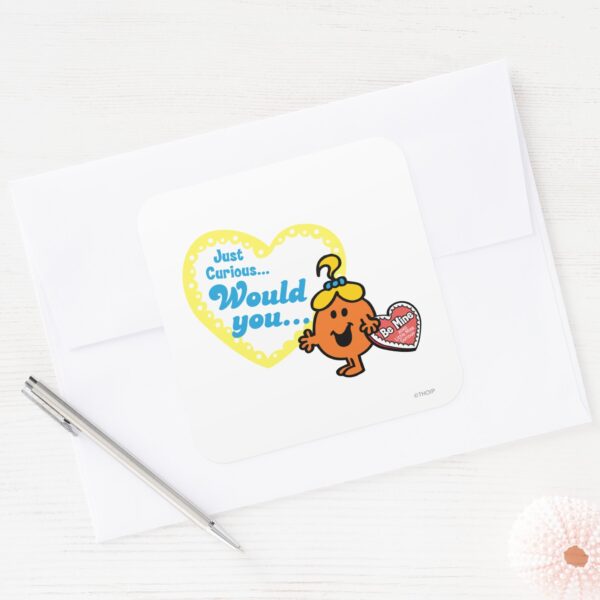 Little_Miss_Curious_Valentine's_Day_Wish_Square_Sticker_3 Little Miss Curious Valentines Day Wish Square Sticker