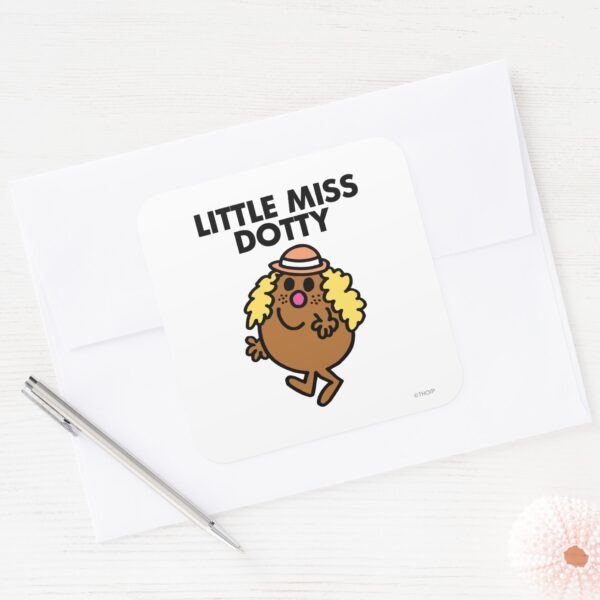 Little_Miss_Dotty_Waving_Square_Sticker_3 Little Miss Dotty Waving Square Sticker