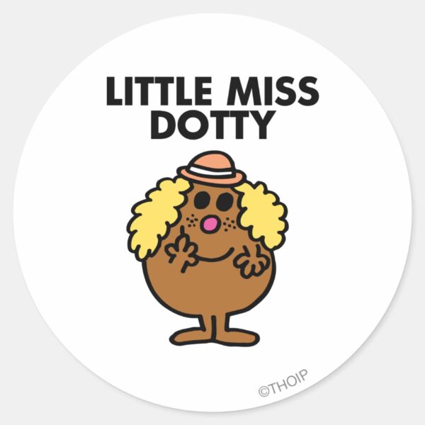 Little_Miss_Dotty___Black_Lettering_Classic_Round_Sticker_1 Little Miss Dotty Black Lettering Classic Round Sticker