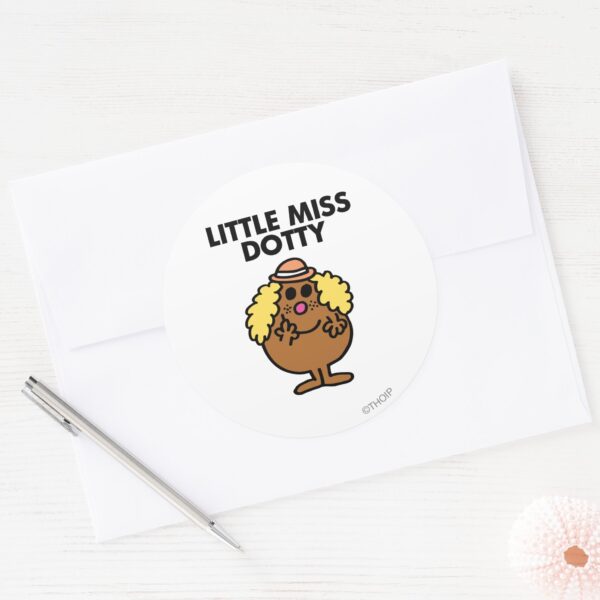 Little_Miss_Dotty___Black_Lettering_Classic_Round_Sticker_3 Little Miss Dotty Black Lettering Classic Round Sticker