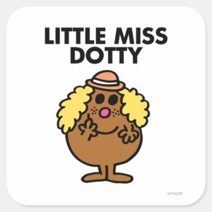 Little Miss Dotty Black Lettering Square Sticker