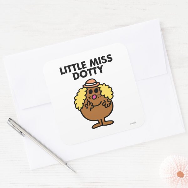 Little_Miss_Dotty___Black_Lettering_Square_Sticker_3 Little Miss Dotty Black Lettering Square Sticker