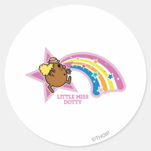 Little Miss Dotty Chasing Rainbows Classic Round Sticker