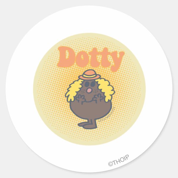 Little_Miss_Dotty___Spotlight_Classic_Round_Sticker_1 Little Miss Dotty Spotlight Classic Round Sticker