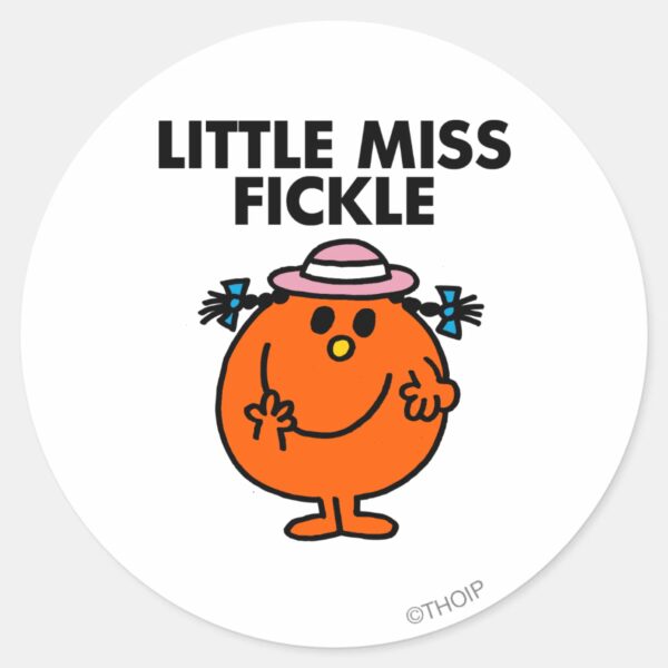Little_Miss_Fickle___Black_Lettering_Classic_Round_Sticker_1 Little Miss Fickle Black Lettering Classic Round Sticker