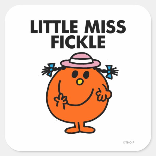 Little_Miss_Fickle___Black_Lettering_Square_Sticker_1 Little Miss Fickle Black Lettering Square Sticker