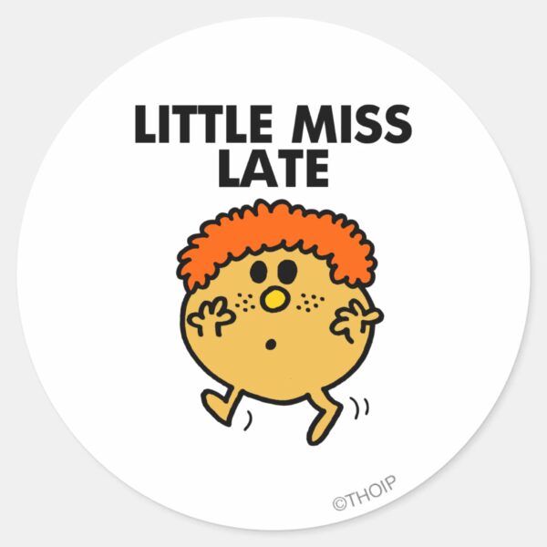 Little_Miss_Late___Black_Lettering_Classic_Round_Sticker_1 Little Miss Late Black Lettering Classic Round Sticker