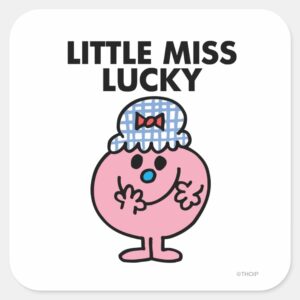 Little Miss Lucky Hiding Her Mouth Square Sticker