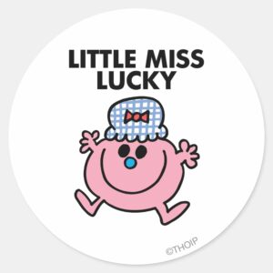 Little Miss Lucky Black Lettering Classic Round Sticker