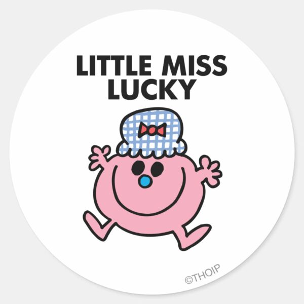 Little_Miss_Lucky___Black_Lettering_Classic_Round_Sticker_1 Little Miss Lucky Black Lettering Classic Round Sticker