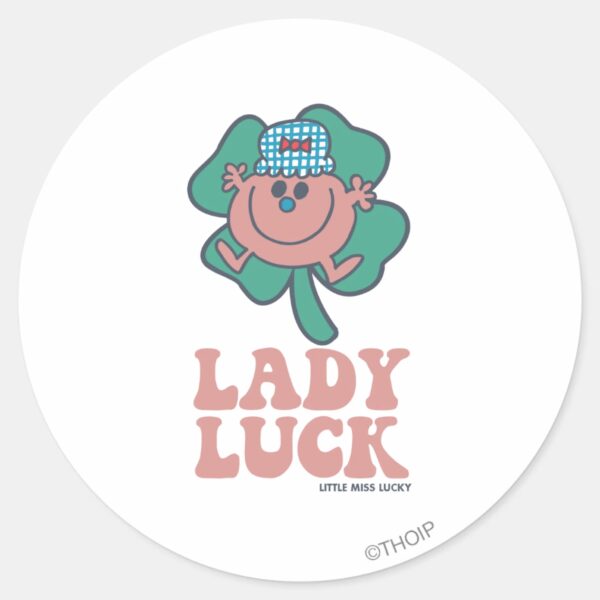 Little_Miss_Lucky___Lady_Luck_Classic_Round_Sticker_1 Little Miss Lucky Lady Luck Classic Round Sticker