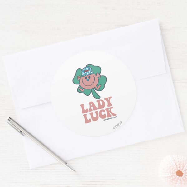 Little_Miss_Lucky___Lady_Luck_Classic_Round_Sticker_3 Little Miss Lucky Lady Luck Classic Round Sticker