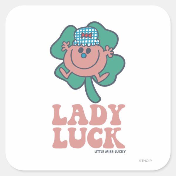 Little_Miss_Lucky___Lady_Luck_Square_Sticker_1 Little Miss Lucky Lady Luck Square Sticker